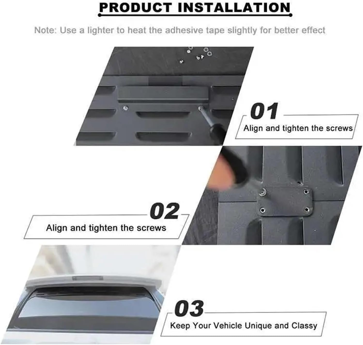 JeCar Aluminum Rear Door Vent Louver Cover Compatible with 4Runner 2010 Up Trunk Exhaust Opening Air Outlet Panel Car Exterior Accessories