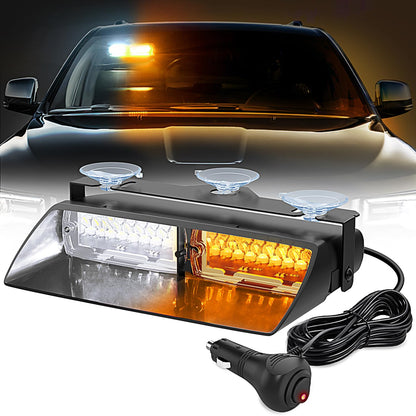 LED Dash Police Emergency Strobe Light Bar, 16 LEDs, 19 Flash Patterns for Bus, RV, Car, Truck, Tractor