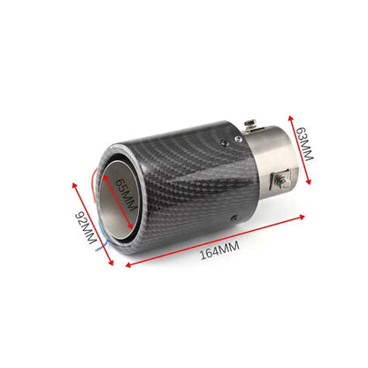 63-65mm Carbon Fibre Car Muffler Exhaust Tip Tail Pipe LED Light Accessories - OMOTOR