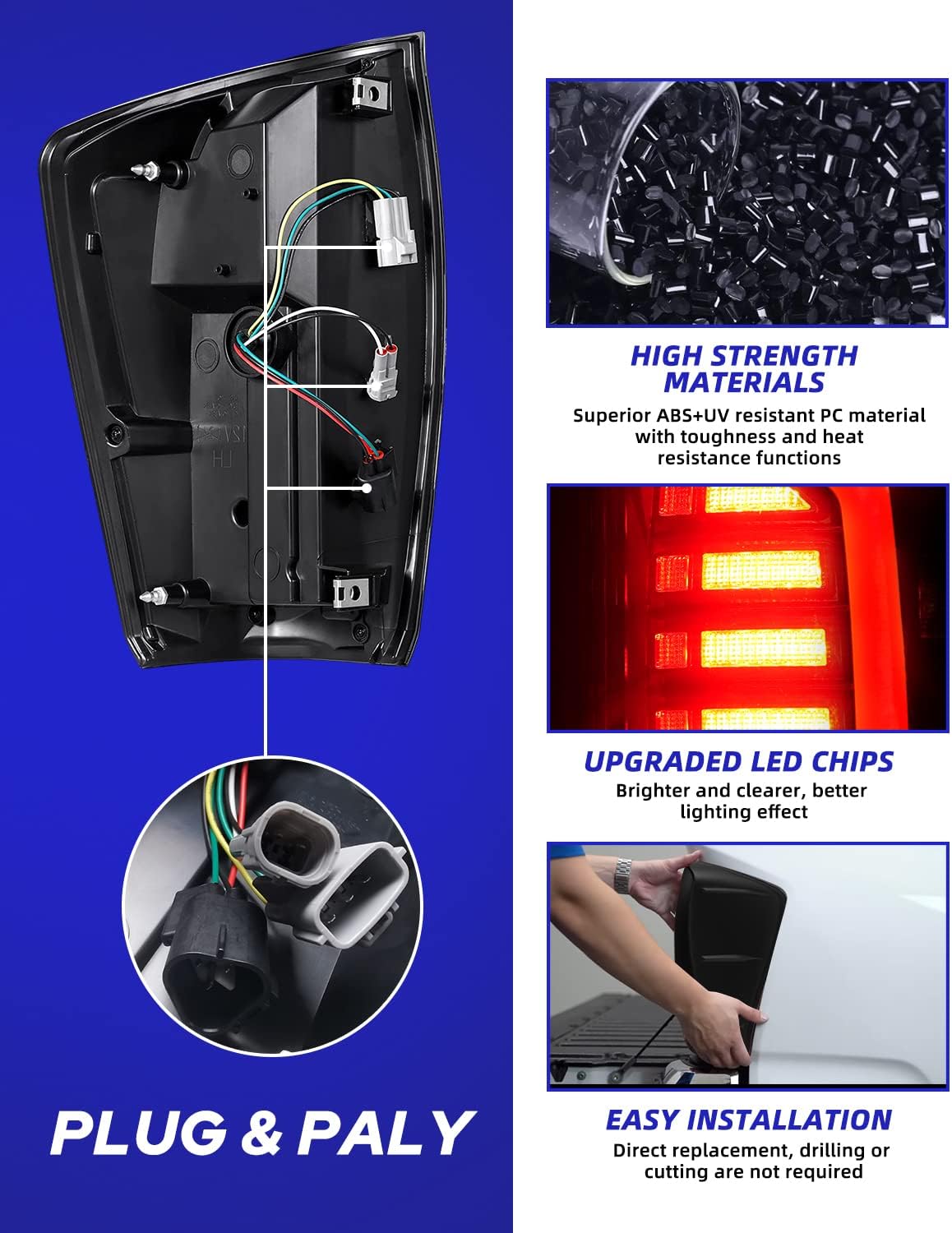 AUTOONE 2023 Upgraded Toyota Tacoma LED Tail Light Assembly with Black Housing Smoked Lens, Rear Lamp Replacement for 2016 2017 2018 2019 2020 2021 2022 2023 Toyota Tacoma, Driver & Passenger Side
