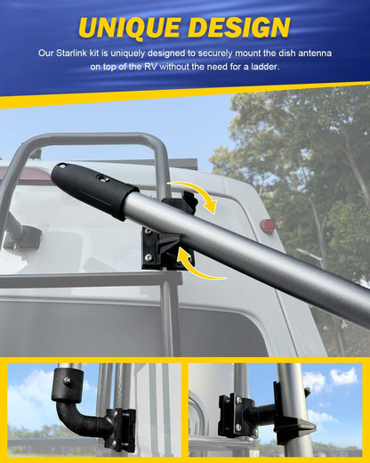 Starlink Ladder Pole with RV Ladder Mounting Bracket Kit(Fit for Starlink 2nd Generation)