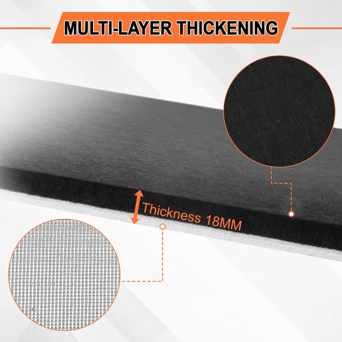 Sound Deadening Hardtop Headliner Kit Compatible with Jeep Wrangler JL 2018-2025 Roof Insulation | 18mm Heat & Noise Shield | NO ROOF Removal | Clip + High-Temp Adhesive (4-Door)