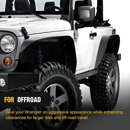 Nilight Off-Road Fender Flares Kit Compatible with 2018 2019 2020 2021 2022 2023 2024 2025 Wrangler JL & JLU 2/4 Doors Heavy-Duty Solid Steel Black Textured Front Rear Flat-4pcs