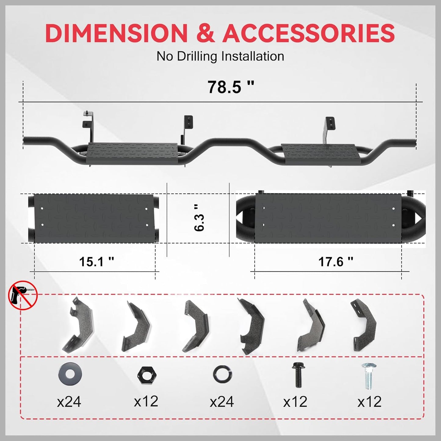 Running Boards Fit for Toyota Tacoma Double Cab 2024-2026