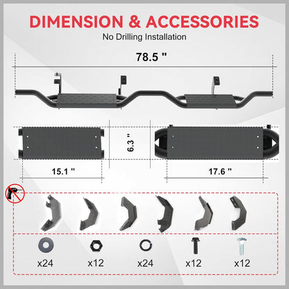 Running Boards Fit for Toyota Tacoma Double Cab 2024-2026