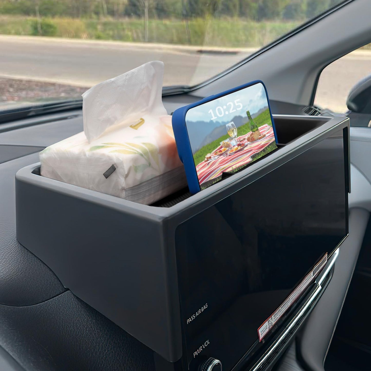 New Dash Tray Phone Holder Compatible with 2025 2026 Toyota Sienna 12.3" Screen (Not for LE Trim with 8" Screen)