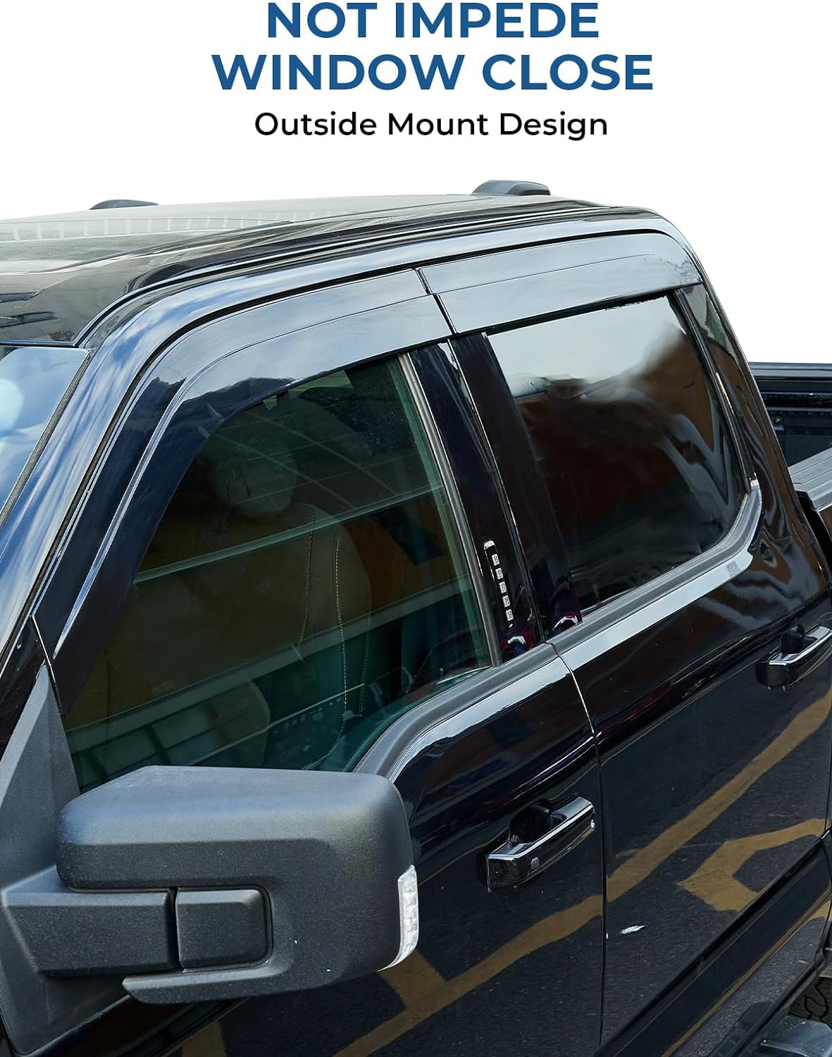 JOYTUTUS Vent Visor Compatible with 2015-2024 Ford F150, 2017-2024 F-150 Raptor Crew Cab, Outside Mount Car Window Rain Guards Deflectors, Vent Shades Accessories