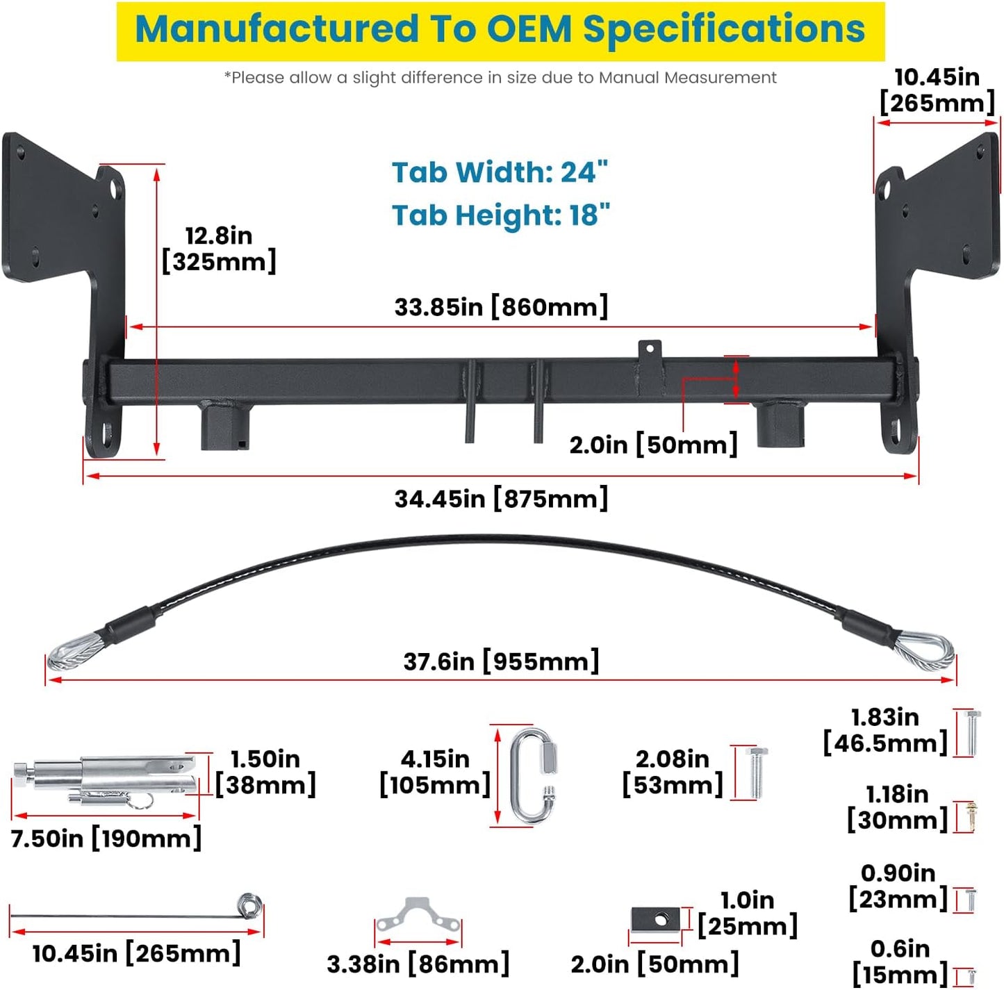 Tow Bar Base Plate Bracket for 2018-2026 Jeep Wrangler JL JLU Sports Sahara Freedom Rubicon Unlimited