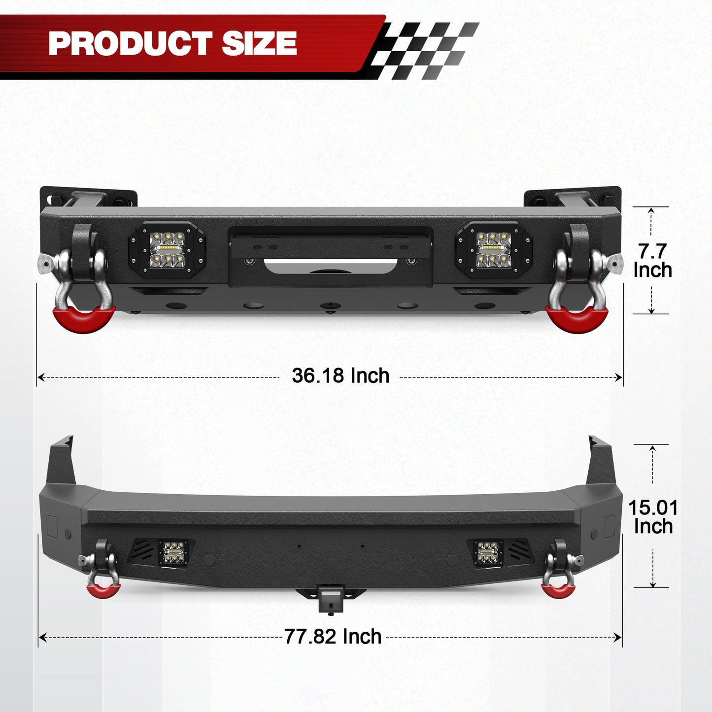 Front Lower/ Rear Bumper with LED Lights for 2024-2026 Toyota Land Cruiser 250