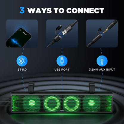 25 Inch UTV Sound Bar, ATV SoundBar Bluetooth with RGB Lighting, Amplified Powersports SXS Sound Bar, Waterproof Golf Cart Sound Bar, UTV Speakers Compatible with Polaris RZR Can-Am - OMOTOR