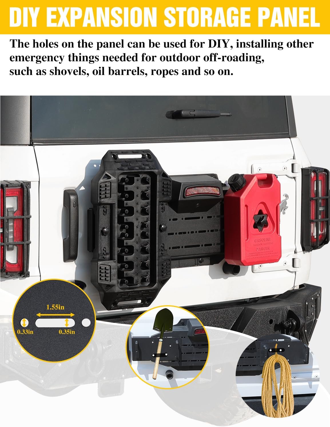 Rear Spare Tire Delete Frame w/Recovery Boards for Bronco 2021-2026