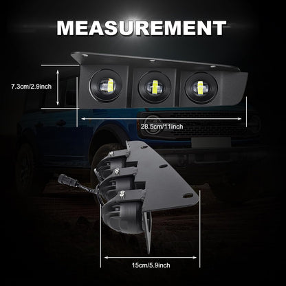 LED Fog Lights for Ford Bronco 2021 2022 2023 2/4 Door, Front Bumper Fog Lamps with Bracket, Daytime Running Light Accessories (White Light)