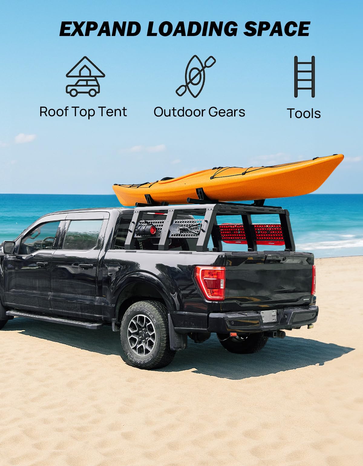 Overland Full Size Truck Bed Rack for Trucks Compatible with F150 F250 F350 Silverado Sierra Ram