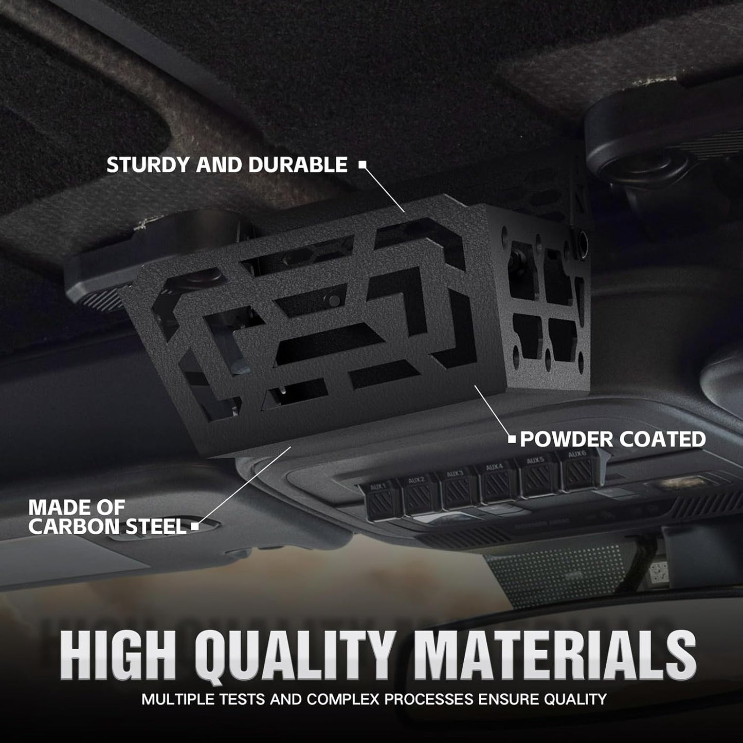 Overhead Storage Compatible with Ford Bronco 2021 2022 2023 2024 2025 2026, Console Organizer Hard Top Basket Interior Steel Storage Panel Tray (Exclude Soft Top)