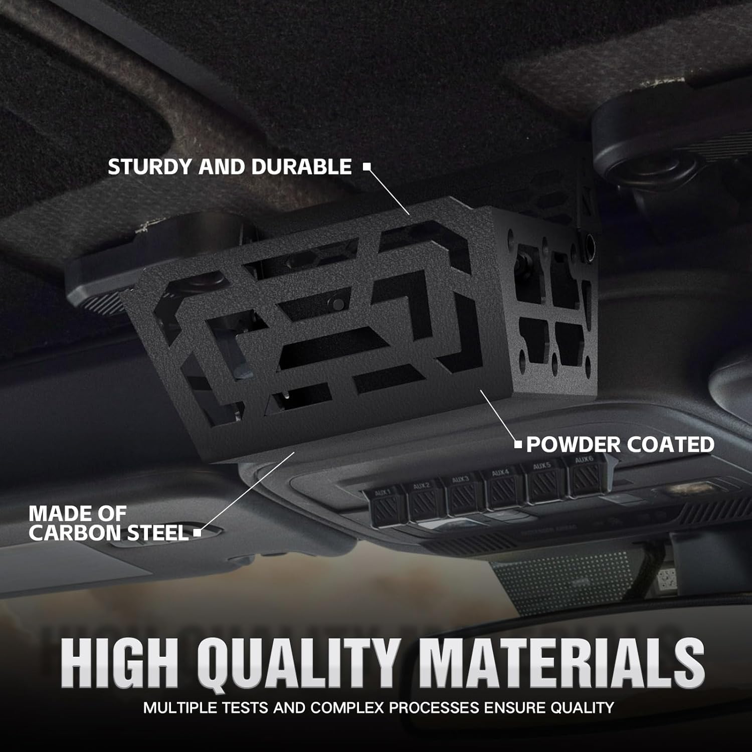 Overhead Storage Compatible with Ford Bronco 2021 2022 2023 2024 2025 2026, Console Organizer Hard Top Basket Interior Steel Storage Panel Tray (Exclude Soft Top)