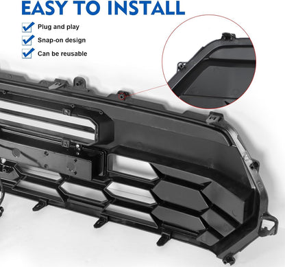 2024 Tacoma Grill Front Hollow Grill Compatible with 2024 2025 Tacoma, tacoma 2024 2025 Matte Black ABS grille, tacoma grill with LED Light