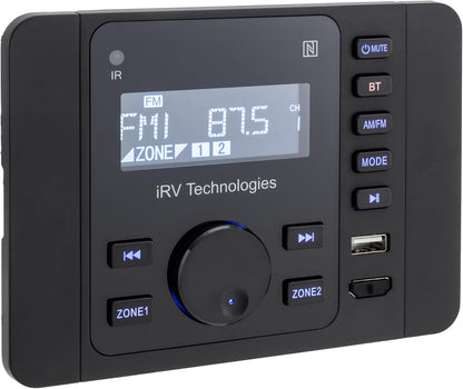 IRV 37 RV Mechless Stereo Unit AM/FM Radio/Bluetooth | Remote Included | LCD Display | Clock