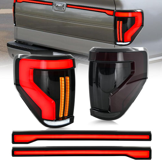 Tail Lights Compatible with 12th Gen F150 Pickup Truck 2009-2014, Rear Lamps Assembly w/Animation w/Amber Sequential Signal Lights w/Spoiler Light, Smoke Lens