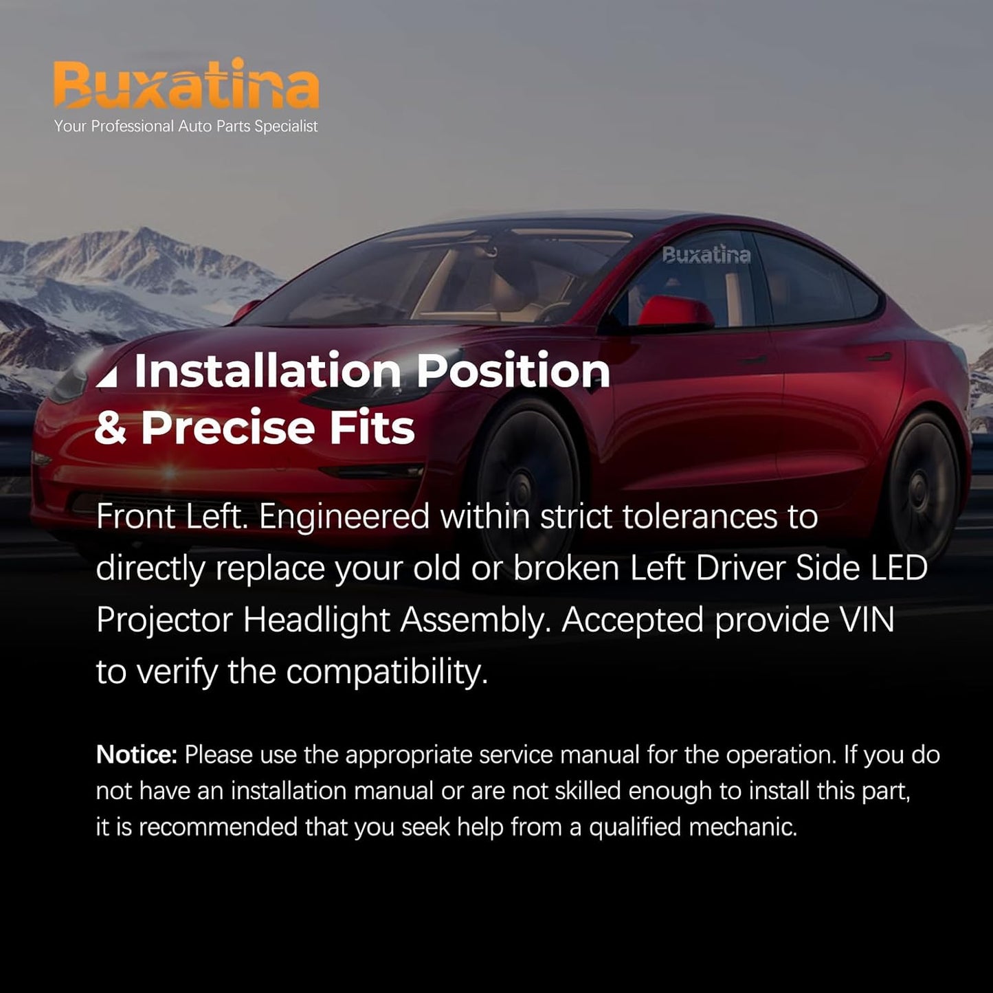 Left Driver/ Right Passenger Side LED Projector Headlight Assembly Replacement for Tesla Model Y 2020-2025 Fits for Tesla Model 3 2021-2023