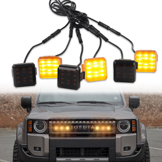 6 Pcs Grill Lights for 2024 2025 Toyota Land Cruiser Prado LC250 J250