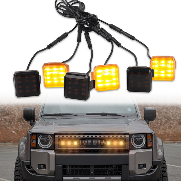 6 Pcs Grill Lights for 2024 2025 Toyota Land Cruiser Prado LC250 J250