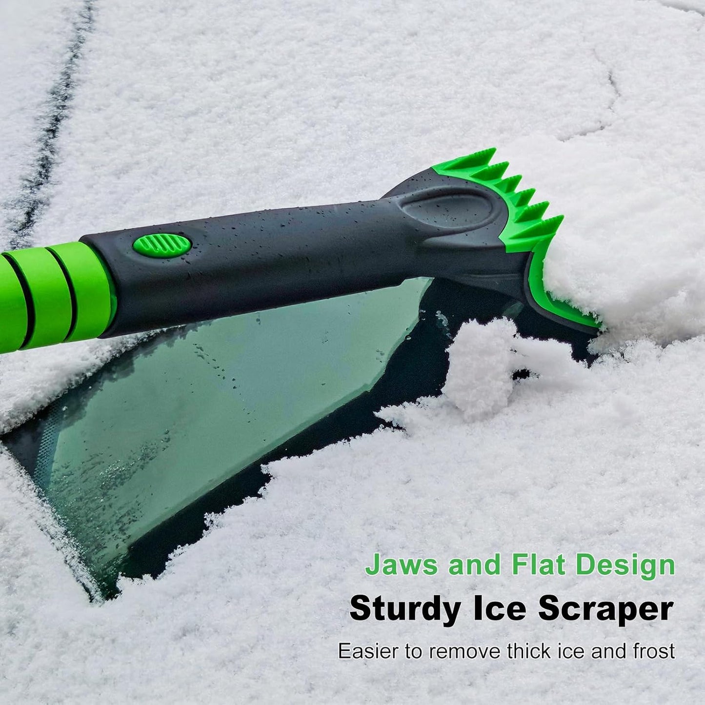 SEAAES 55 Inch Ice Scraper and Snow Brush with Squeegee, Extendable Snow Ice Removal with Foam Grip for Windshield SUV Truck Vehicle Window