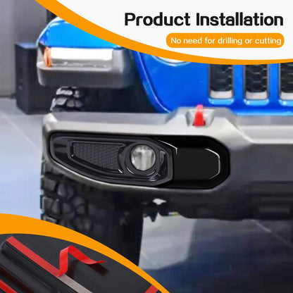 Front Fog Light & Front Bumper Anti-Collision Cover Trim Compatible with Jeep Wrangler JL JLU & Gladiator JT 2018-2023