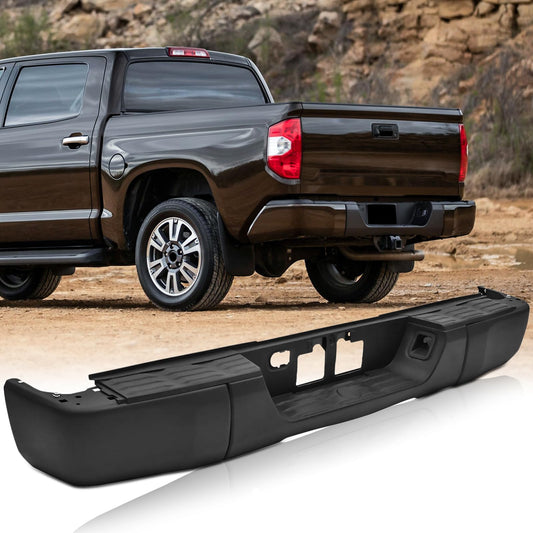 Steel Black Rear Step Bumper Compatible with 2014 - 2021 Toyota Tundra