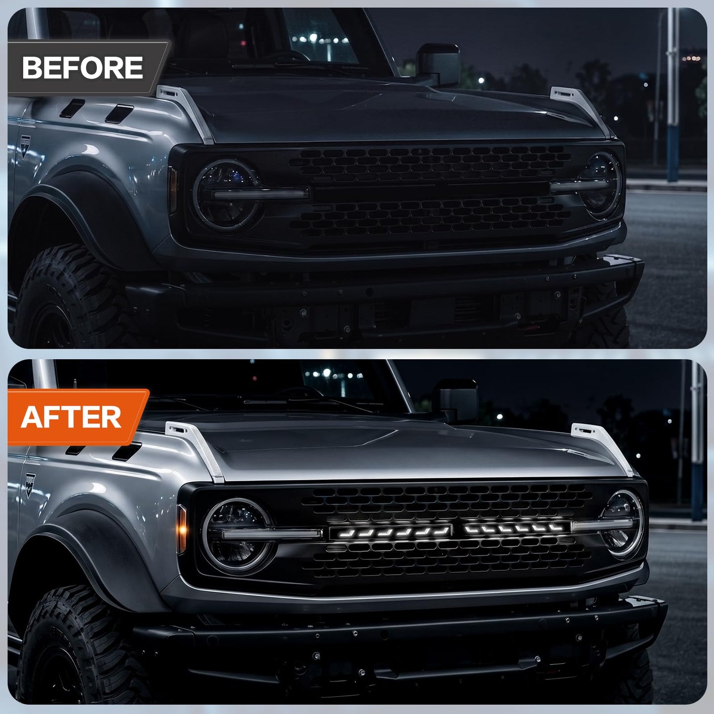 2PCS LED Grill Light Bar Compatible with 2021-2025 Ford Bronco 2/4 Door