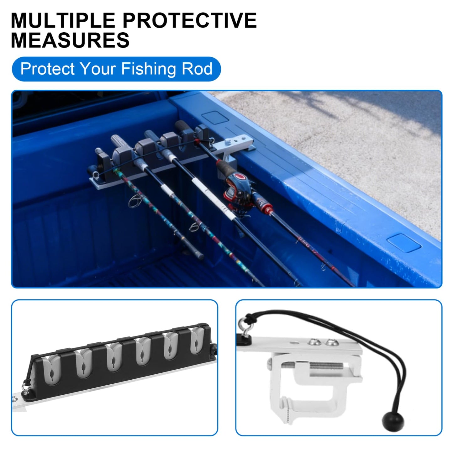Adjustable Truck Bed Fishing Rod Holder for F150, Silverado, RAM, Tacoma