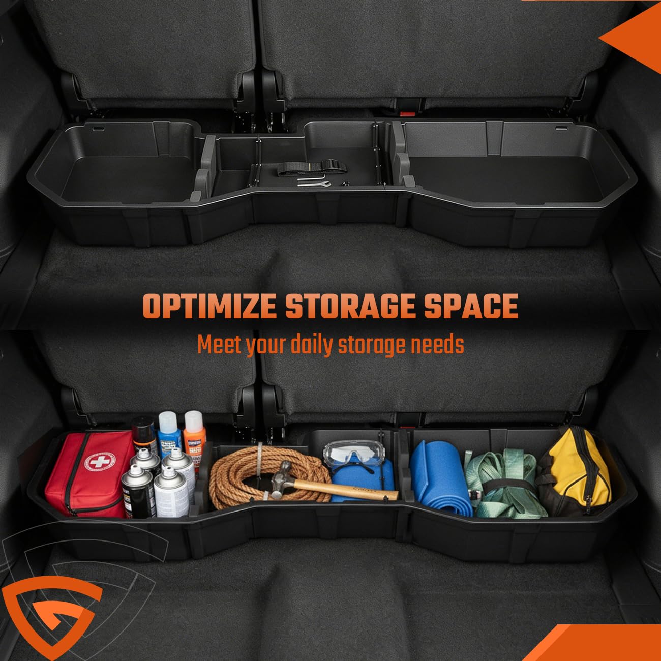 GEARLAST 56 inch Truck Bed Cargo Box, Truck Bed Organizers and Storage,Truck Bed Storage System with Isolation Netting and Tarpaulin, Tailgate-slide Design for Effortless Loading/Unloading