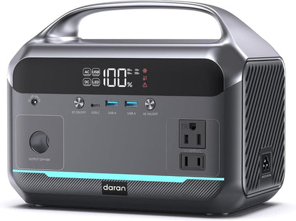 Portable Power Station 600W Surge, 288Wh (90,000mAh) LiFeP04 Battery, Solar Generator with 350W AC Outlets, 8.2LB Power Bank for Outdoor Camping, CPAP, Home & Emergency