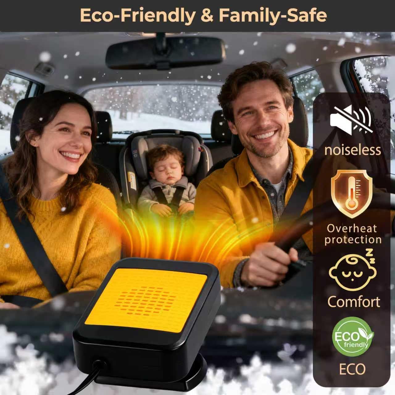 Portable Car Heater for Vehicle, 12V Car Heater Portable（ Plugs into Cigarette Lighter）, Portable Heater for Car, 360° Rotatable Car Defroster Windshield Heater (1)