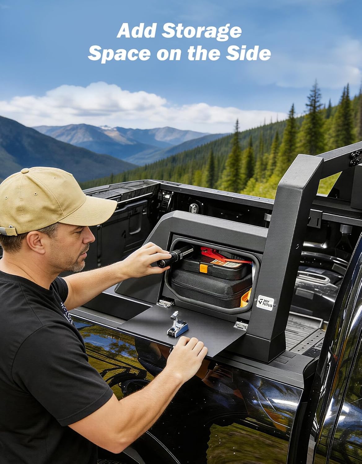Roll Bar for Full Size Truck with Storage Lock Boxes Compatible with F150, F250, F350, Silverado, Sierra, Ram 1500 2500 3500, Tundra