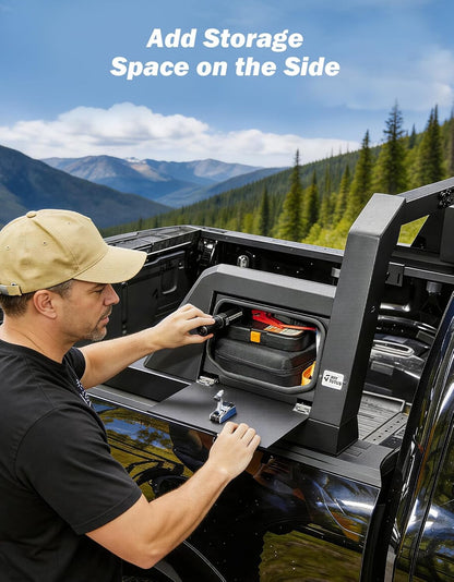 Roll Bar for Full Size Truck with Storage Lock Boxes Compatible with F150, F250, F350, Silverado, Sierra, Ram 1500 2500 3500, Tundra