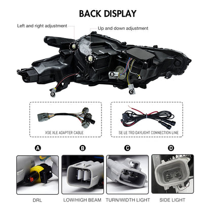 Triple Beam Headlights for Toyota 8th Gen Camry 2018-2023 LE SE XLE XSE TRD - OMOTOR