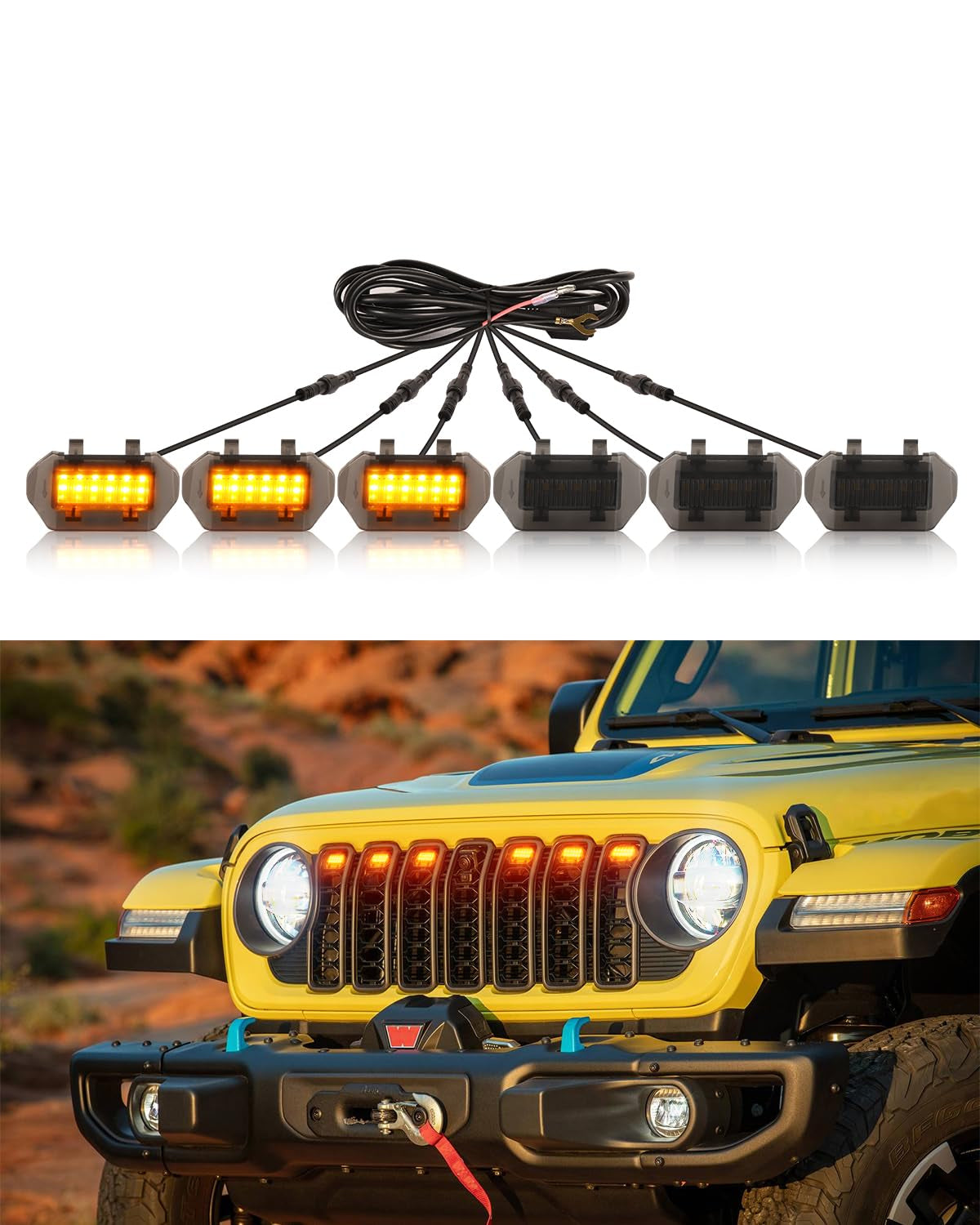 Front Bumper LED Grill Lights for Jeep Wrangler JL Gladiator JT 2024 2025