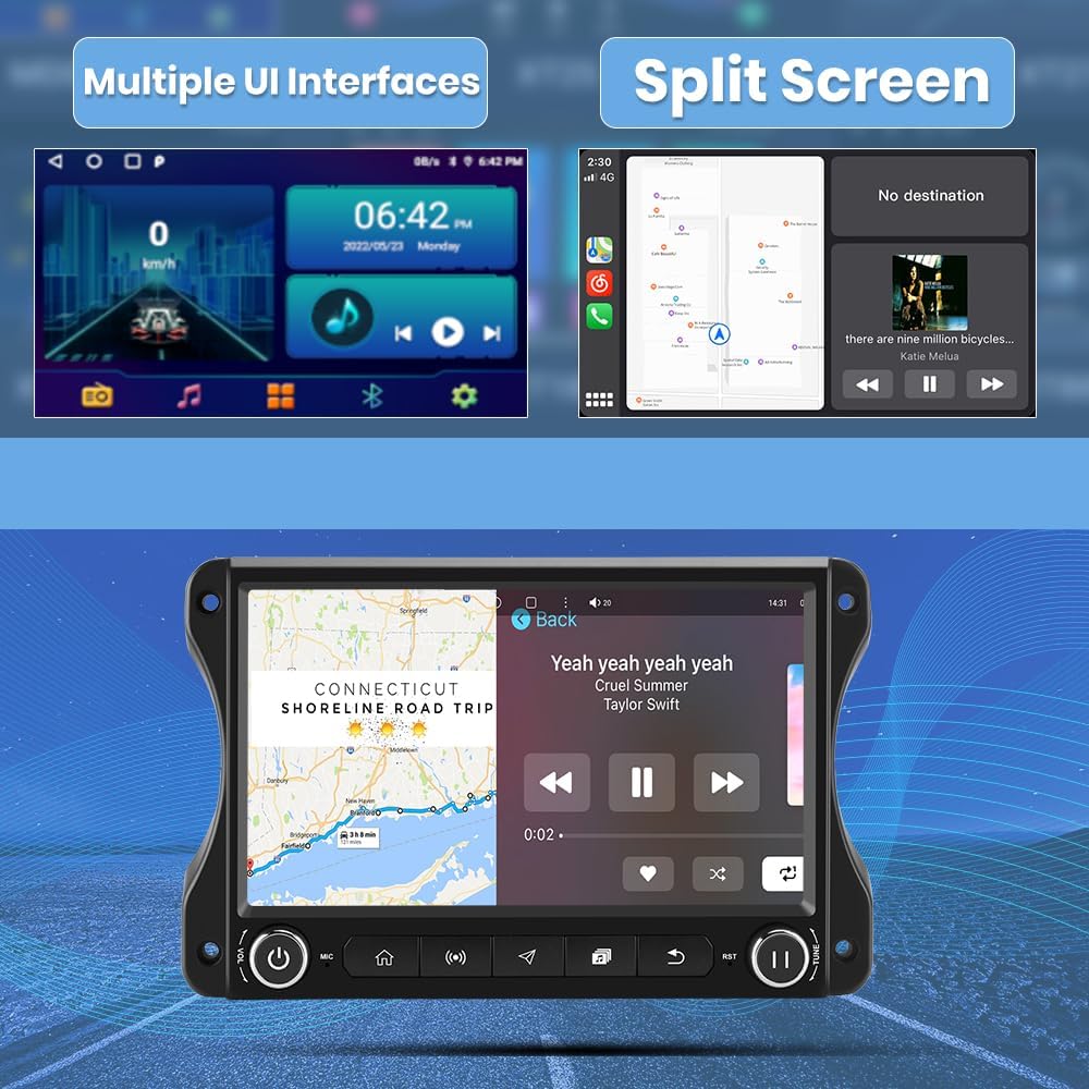 Car Stereo [4GB+64GB] for Jeep Wrangler JL & Gladiator JT 2018-2022, 10 inch Touch Screen Android 13 Radio with Wireless Carplay & Android Auto, GPS/FM/5G WiFi/USB/Bluetooth 5.0/4G LTE