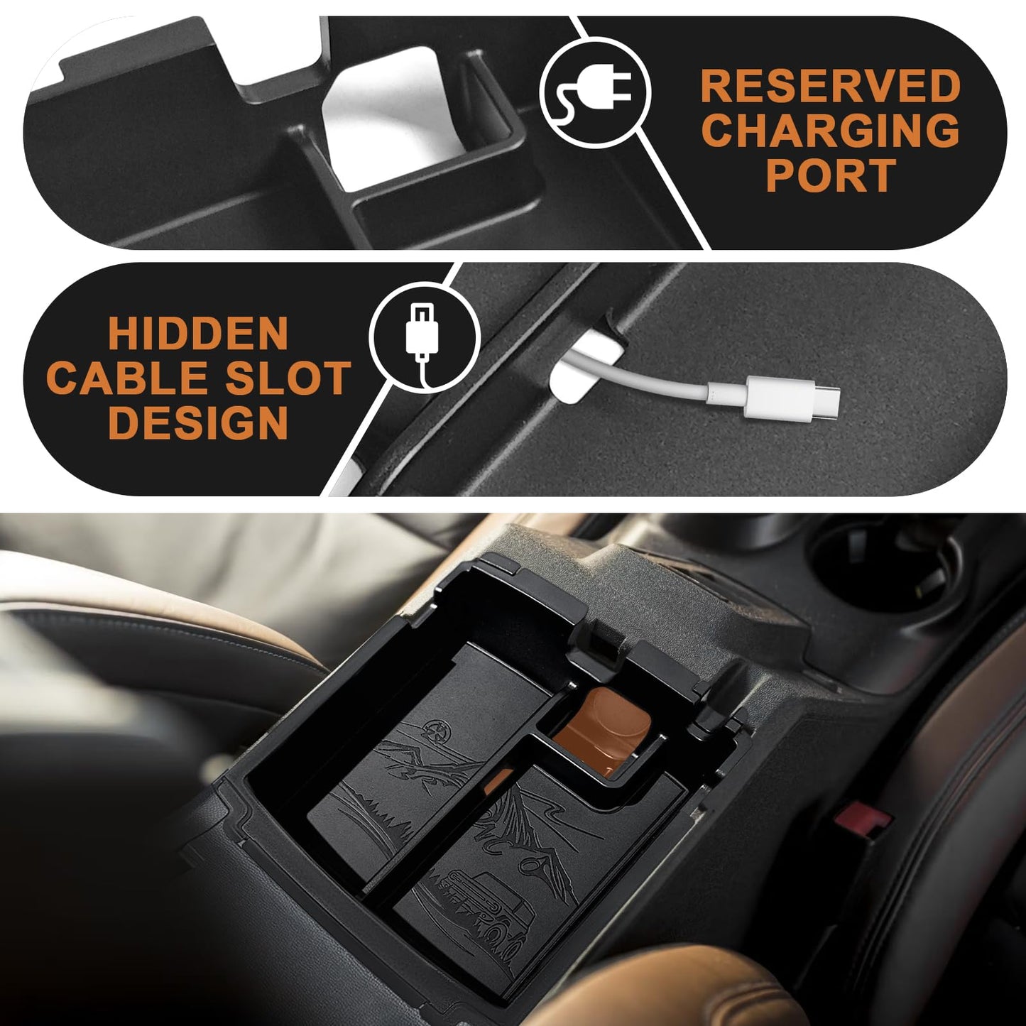 Center Console Organizer Compatible with 2025 2026 Ford Bronco (Not for 2-Door& Manual &Bronco Sport)