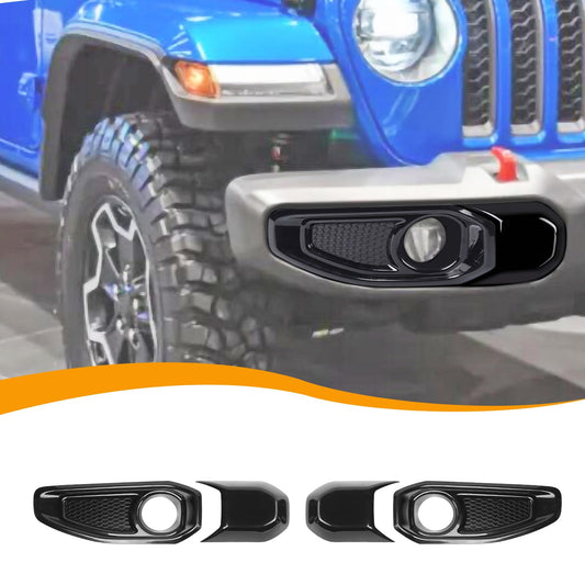 Front Fog Light & Front Bumper Anti-Collision Cover Trim Compatible with Jeep Wrangler JL JLU & Gladiator JT 2018-2023