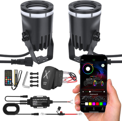 2PCS Whipless Whip Lights with Switch & Remote for SXS, UTV, ATV, RZR, Can Am, Dune Buggy, Truck, Boat