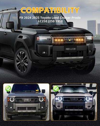 6 Pcs Grill Lights for 2024 2025 Toyota Land Cruiser Prado LC250 J250