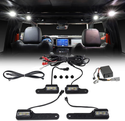 4PC Interior LED Dome Light Kit V2 w/Harness for Ford Bronco 2021+ (2 Door Hardtop or 4 Door w/Soft Top) - OMOTOR
