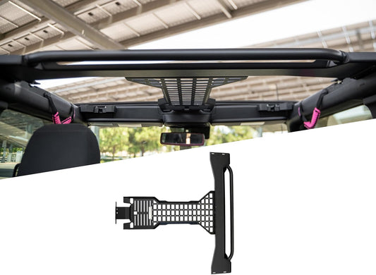 DV8 Offroad 2-Door Overhead Molle Panel for 2021-2025 Ford Bronco | Mounts Daily Gear & Supplies | Steel Grab Handle & Accessory Mount | (1) Light Mount | Black Powder Coat Finish | Steel Construction