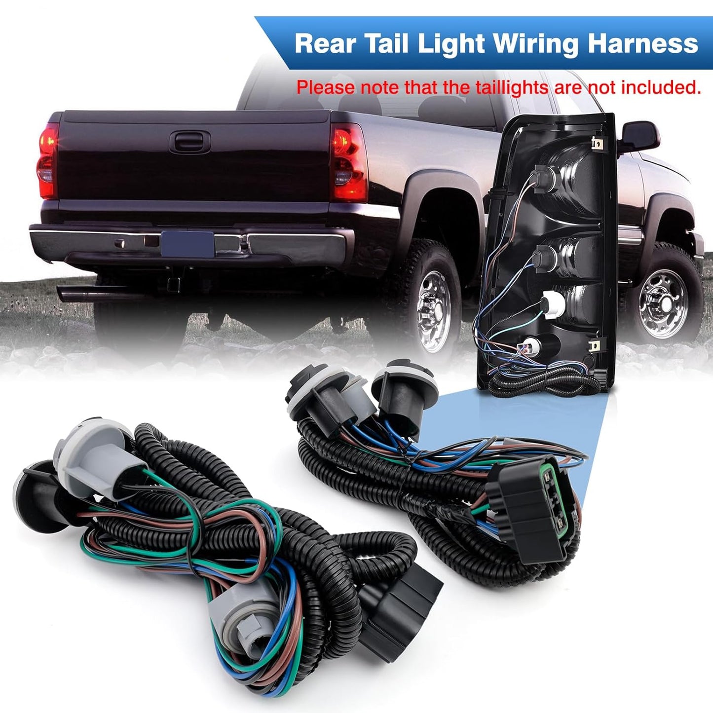 Tail Light Wiring Harness Compatible with 2003-2007 Chevy Silverado 1500 1500HD 2500 2500HD 3500 3500HD Replaces 16531401 16531402