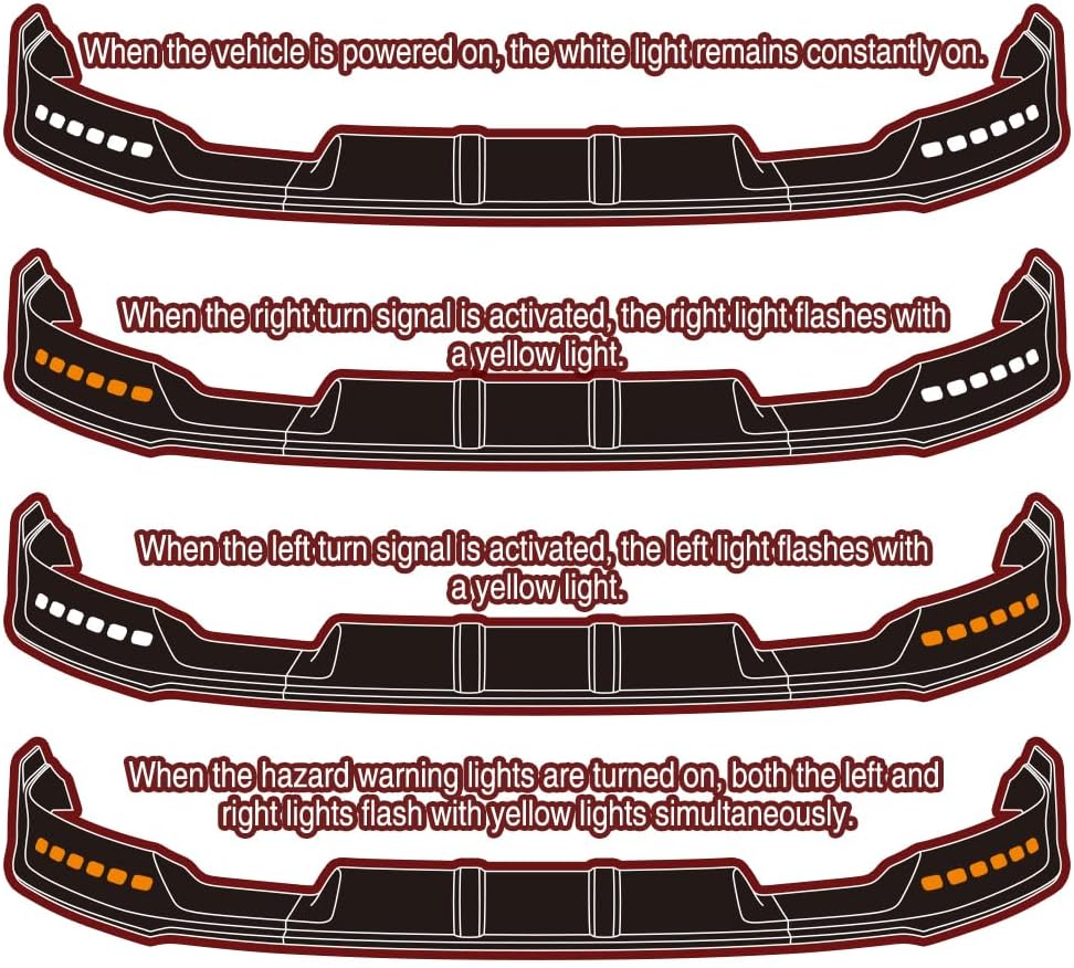 Front Bumper Lip fit for Compatible with Ford F-150 F150 (2021-2023), Front Lip Spoiler Air Chin Body Kit Splitter, Matt Black ABS, 2022, LED Sequential Running Lights, STP-Style