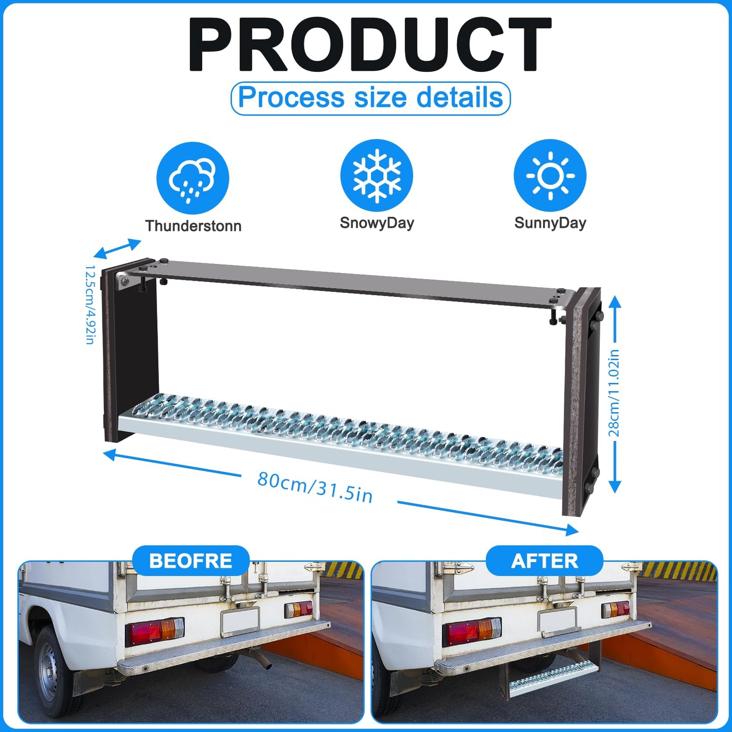 Universal Flexible Rubber Truck Step, Commercial Truck Accessories with 14" Wide x 10" Tall