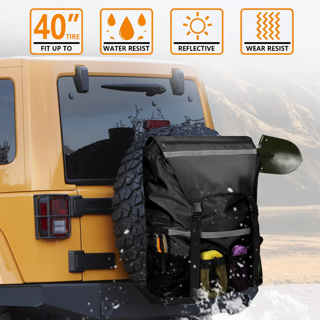 Spare Tire Trash Bag, Offroad Storage Bag Heavy Duty Truck Tailgate Fits up to 40" Tire for Jeep Truck SUV Car