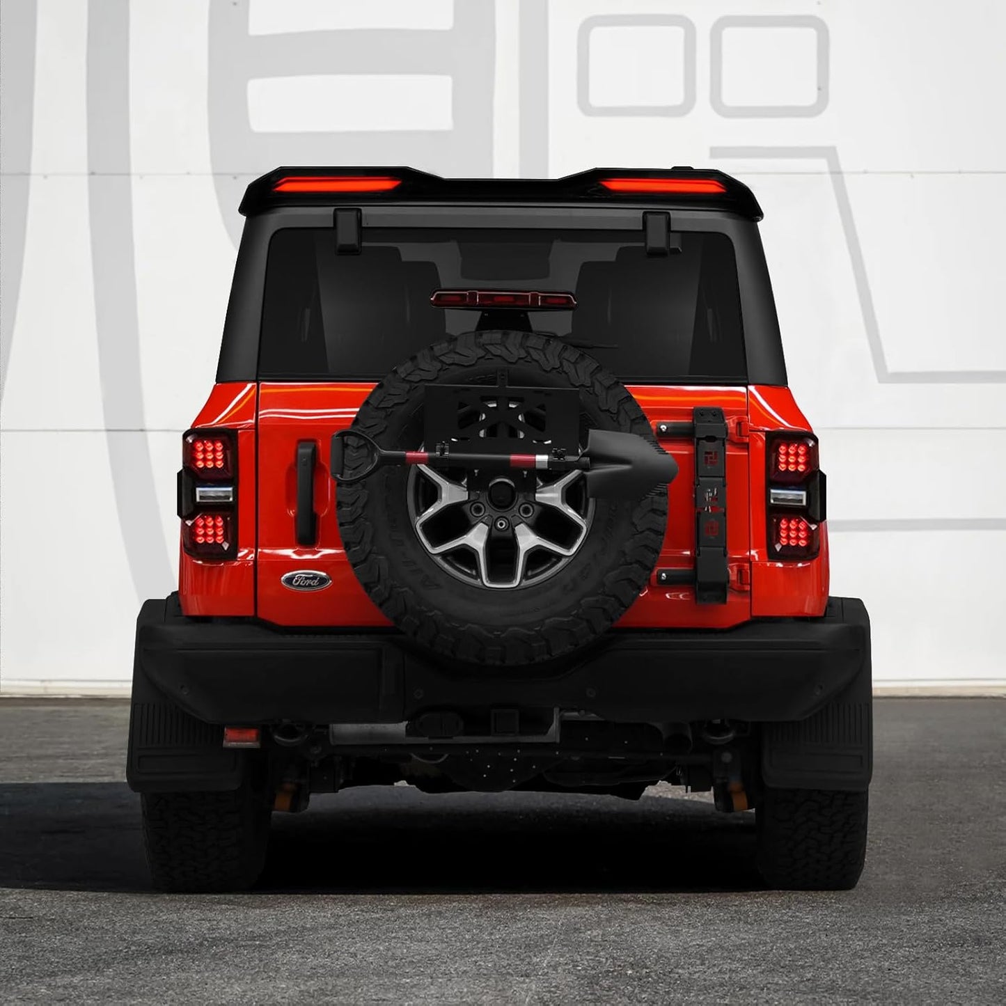Rear Roof Spoiler for Ford Bronco 2021-2025, High Position Rear Tail Spoiler with LED Tail Light Accessories, Brake Light/Running Light/Turn Signal Light, Wing Lip Spoiler (Gloss Black)