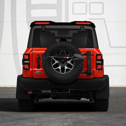 Rear Roof Spoiler for Ford Bronco 2021-2025, High Position Rear Tail Spoiler with LED Tail Light Accessories, Brake Light/Running Light/Turn Signal Light, Wing Lip Spoiler (Gloss Black)